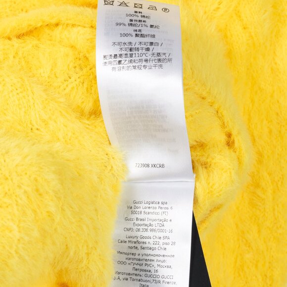 Gucci x Adidas Yellow Fuzzy Cable-Knit Embroidered Short-Sleeve Sweater - Picture 11 of 13